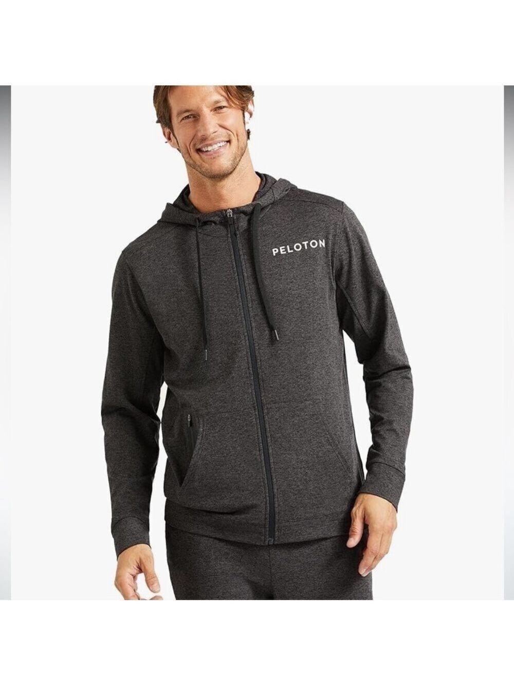 PELOTON Dreamblend Full Zip Long Sleeve Men’s Hoodie Gray Excellent Condition
